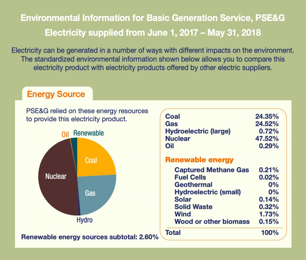Where PSE&G gets its energy